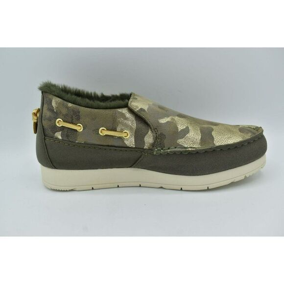 Sperry Womens 9.5 Moc-Sider Olive Metallic Camo Microfleece Lined Slip On Shoes - Picture 5 of 10